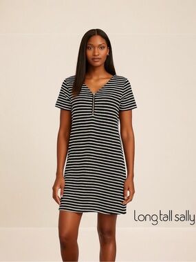 Long Tall Sally Black & White Striped Dress Sz. M